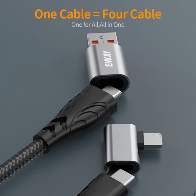 ENKAY PD100W 4-in-1 USB-A / Type-C to Type-C / 8 Pin Multifunction Fast Charging Cable with E-Marker, Cable Length:2m - Multifunction Cable by ENKAY | Online Shopping South Africa | PMC Jewellery | Buy Now Pay Later Mobicred