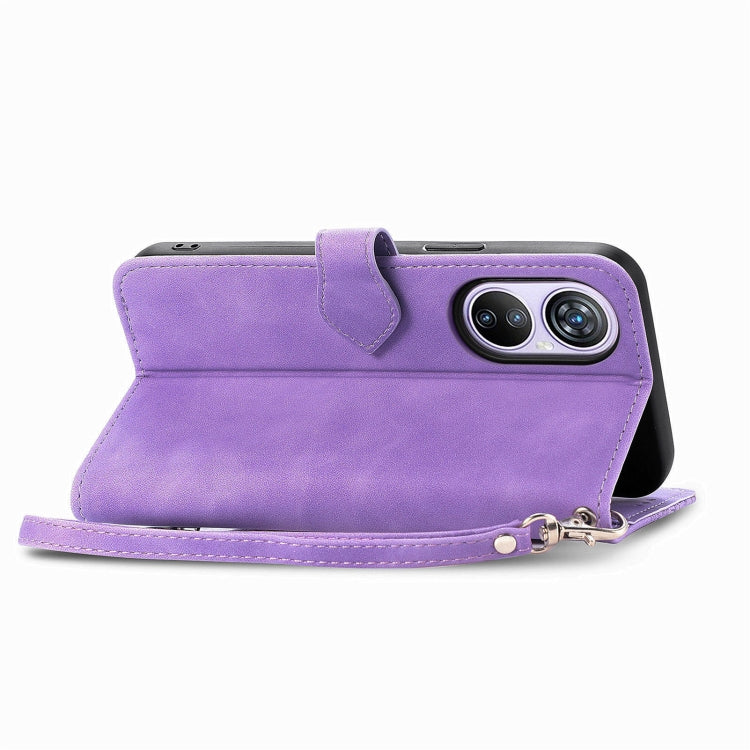 For Blackview A200 Pro Embossed Flower Zipper Leather Phone Case(Purple) - More Brand by PMC TechLife | Online Shopping South Africa | PMC TechLife