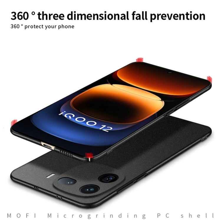 For vivo iQOO 12 MOFI Fandun Series Frosted PC Ultra-thin All-inclusive Phone Case(Black) - vivo Cases by MOFI | Online Shopping South Africa | PMC Jewellery | Buy Now Pay Later Mobicred