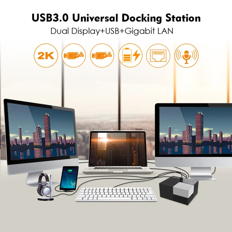 WAVLINK WL-UG39DK3 Fast Charging Gigabit Ethernet Dual Display Video Dock USB 3.0 Hub, Plug:EU Plug -  by WAVLINK | Online Shopping South Africa | PMC Jewellery | Buy Now Pay Later Mobicred