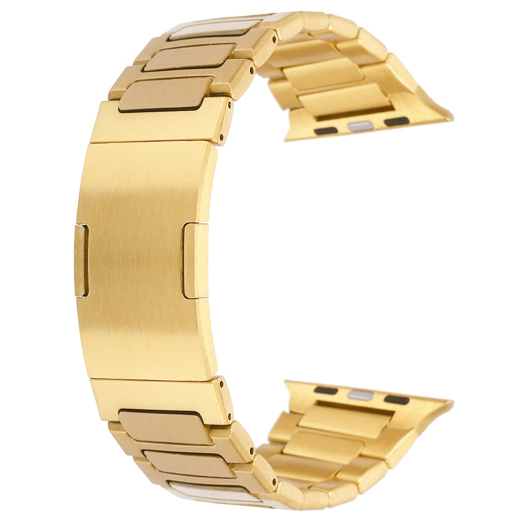 For Apple Watch Series 9 45mm Stainless Steel H-Shaped Fold Buckle Watch Band(Gold) - Watch Bands by PMC Jewellery | Online Shopping South Africa | PMC Jewellery