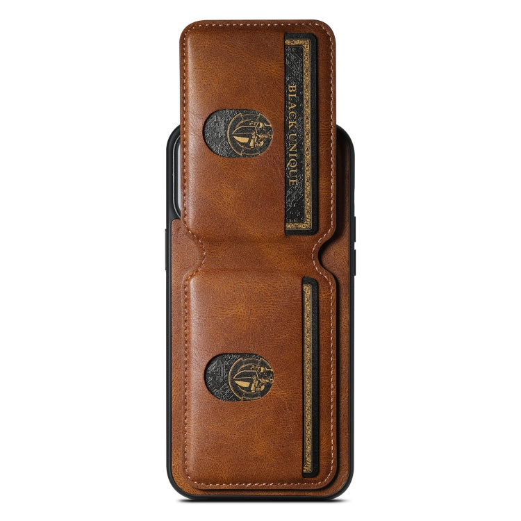 For iPhone 15 Suteni H02 Leather Wallet Stand Back Phone Case(Brown) - iPhone 15 Cases by Suteni | Online Shopping South Africa | PMC Jewellery | Buy Now Pay Later Mobicred