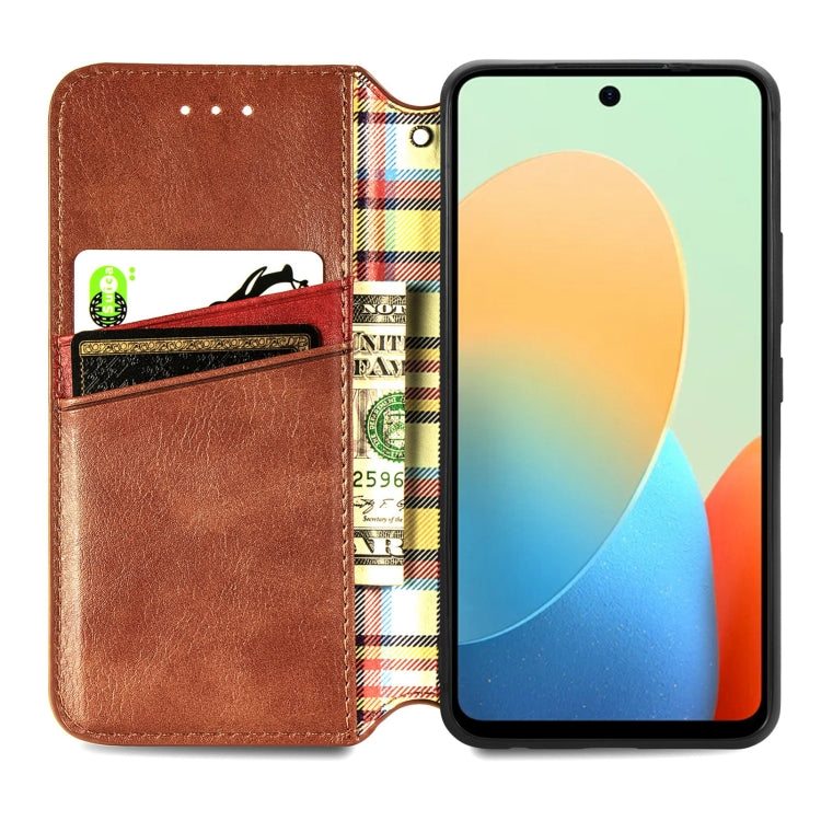 For Tecno Spark Go 2024 Cubic Grid Pressed Magnetic Leather Phone Case(Brown) - Tecno Cases by PMC Jewellery | Online Shopping South Africa | PMC Jewellery | Buy Now Pay Later Mobicred