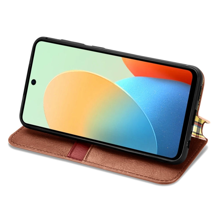For Tecno Spark Go 2024 Cubic Grid Pressed Magnetic Leather Phone Case(Brown) - Tecno Cases by PMC Jewellery | Online Shopping South Africa | PMC Jewellery | Buy Now Pay Later Mobicred