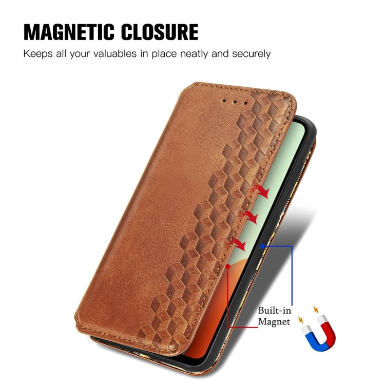 For Tecno Spark Go 2024 Cubic Grid Pressed Magnetic Leather Phone Case(Brown) - Tecno Cases by PMC Jewellery | Online Shopping South Africa | PMC Jewellery | Buy Now Pay Later Mobicred