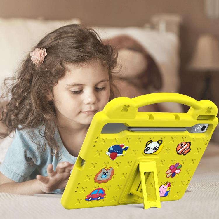 For  Lenovo Xiaoxin Pad Pro 12.7 2025 Handle Kickstand Children EVA Shockproof Tablet Case(Yellow) - Lenovo by PMC TechLife | Online Shopping South Africa | PMC TechLife | Buy Now Pay Later Mobicred