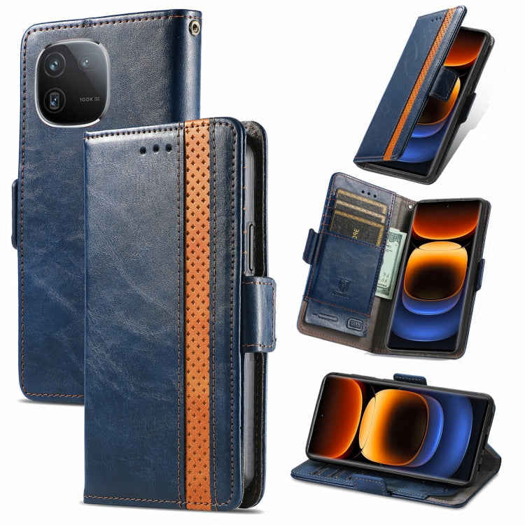 For vivo iQOO 12 5G CaseNeo Splicing Dual Magnetic Buckle Leather Phone Case(Blue) - iQOO 12 Cases by PMC Jewellery | Online Shopping South Africa | PMC Jewellery | Buy Now Pay Later Mobicred