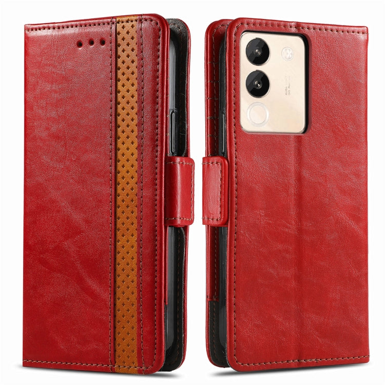 For vivo iQOO 12 Pro CaseNeo Splicing Dual Magnetic Buckle Leather Phone Case(Red) - iQOO 12 Pro Cases by PMC Jewellery | Online Shopping South Africa | PMC Jewellery | Buy Now Pay Later Mobicred