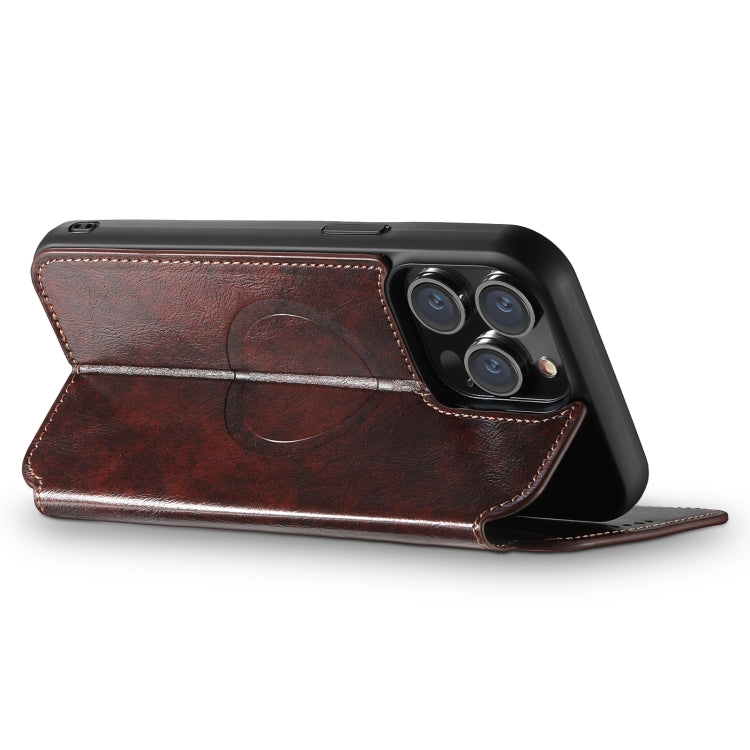 For iPhone 15 Plus Suteni J05 Leather Magnetic MagSafe Phone Case(Brown) - iPhone 15 Plus Cases by Suteni | Online Shopping South Africa | PMC Jewellery | Buy Now Pay Later Mobicred