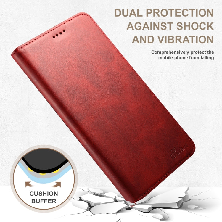 For iPhone 16 Suteni Calf Texture Horizontal Flip Leather Phone Case(Red) - iPhone 16 Cases by Suteni | Online Shopping South Africa | PMC Jewellery | Buy Now Pay Later Mobicred