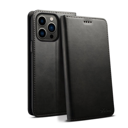 For iPhone 16 Pro Suteni Calf Texture Horizontal Flip Leather Phone Case(Black) - iPhone 16 Pro Cases by Suteni | Online Shopping South Africa | PMC Jewellery | Buy Now Pay Later Mobicred