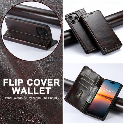 For iPhone 16 Pro Max Suteni Baroque Calf Texture Buckle Wallet Leather Phone Case(Brown) - iPhone 16 Pro Max Cases by Suteni | Online Shopping South Africa | PMC Jewellery | Buy Now Pay Later Mobicred