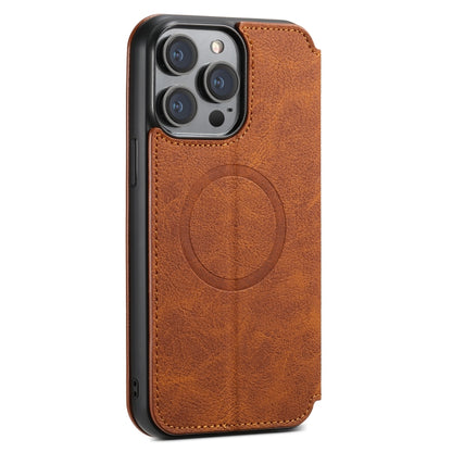 For iPhone 15 Pro Suteni J06 Retro Matte Litchi Texture Leather MagSafe Phone Case(Khaki) - iPhone 15 Pro Cases by Suteni | Online Shopping South Africa | PMC Jewellery | Buy Now Pay Later Mobicred