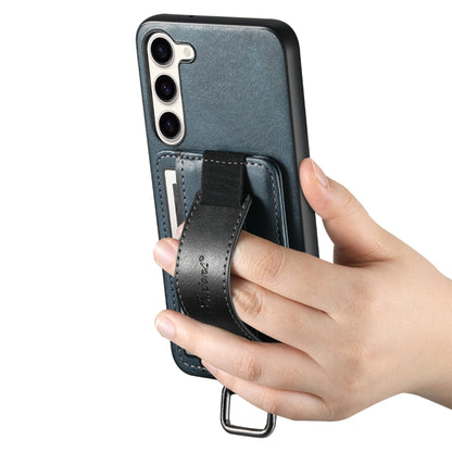 For Samsung Galaxy S24  5G Suteni H13 Card Wallet Wrist Strap Holder PU Phone Case(Blue) - Galaxy S24 5G Cases by Suteni | Online Shopping South Africa | PMC Jewellery | Buy Now Pay Later Mobicred