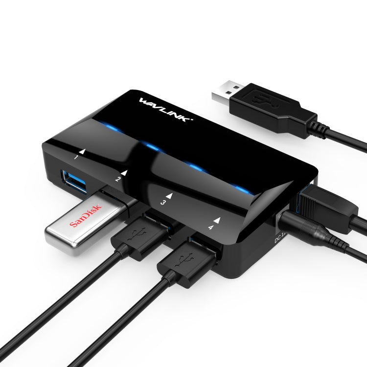 WAVLINK WL-UH3042P1 2.4A Fast Charging Adapter for Keyboard Mouse 4-Port USB3.0 HUB(UK Plug) - USB 3.0 HUB by WAVLINK | Online Shopping South Africa | PMC Jewellery | Buy Now Pay Later Mobicred