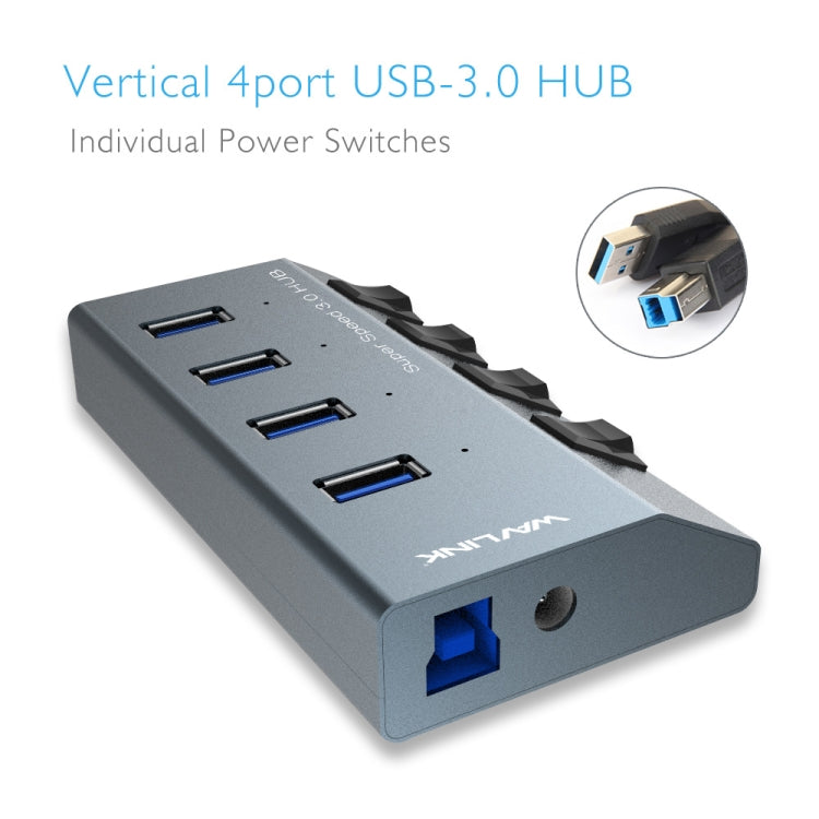 WAVLINK WL-UH3049 USB 3.0 4-Ports Desktop Fast Charger Station with Independent Switch(EU Plug) - USB 3.0 HUB by WAVLINK | Online Shopping South Africa | PMC Jewellery | Buy Now Pay Later Mobicred