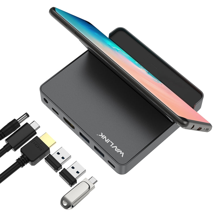 WAVLINK WL-UHP3D01 Portable Type-C Cell Phone Docking Station Multi-Port USB HUB Adapter(US Plug) - USB 3.0 HUB by WAVLINK | Online Shopping South Africa | PMC Jewellery | Buy Now Pay Later Mobicred