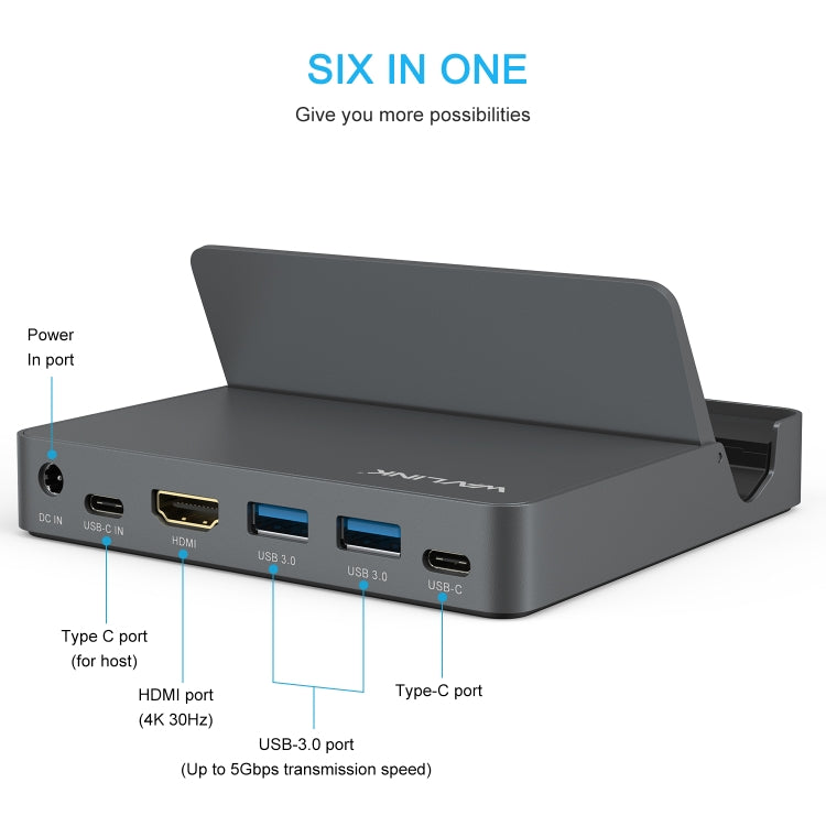 WAVLINK WL-UHP3D01 Portable Type-C Cell Phone Docking Station Multi-Port USB HUB Adapter(AU Plug) - USB 3.0 HUB by WAVLINK | Online Shopping South Africa | PMC Jewellery | Buy Now Pay Later Mobicred