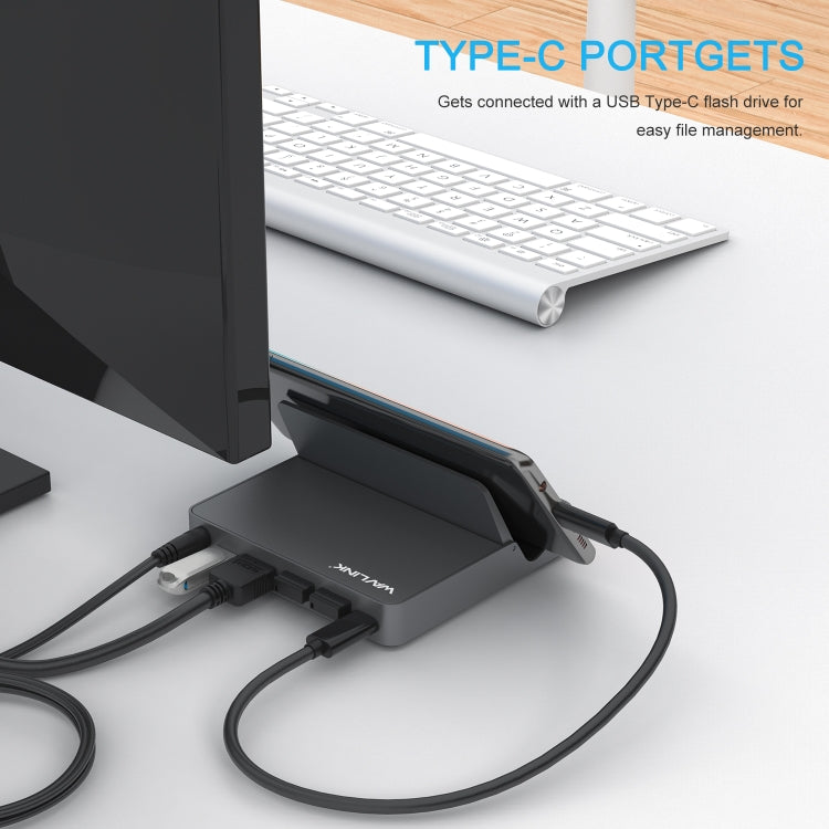 WAVLINK WL-UHP3D01 Portable Type-C Cell Phone Docking Station Multi-Port USB HUB Adapter(UK Plug) - USB 3.0 HUB by WAVLINK | Online Shopping South Africa | PMC Jewellery | Buy Now Pay Later Mobicred