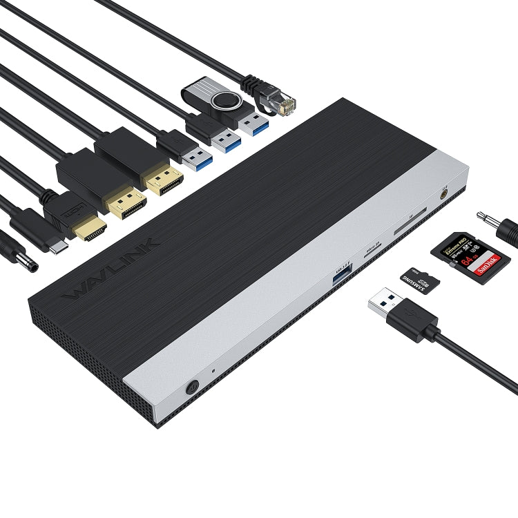 WAVLINK WL-UMD01 USB3.0 Splitter Docking Station Gigabit Ethernet / DP / HD Cable Converter(EU Plug) - free shipping - PMC Jewellery - Order now!