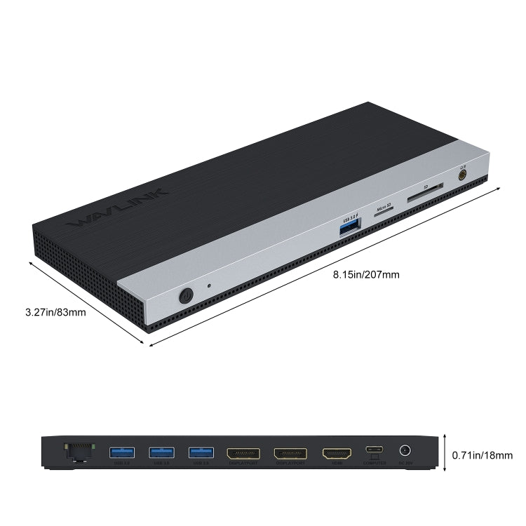 WAVLINK WL-UMD01 USB3.0 Splitter Docking Station Gigabit Ethernet / DP / HD Cable Converter(EU Plug) - free shipping - PMC Jewellery - Order now!