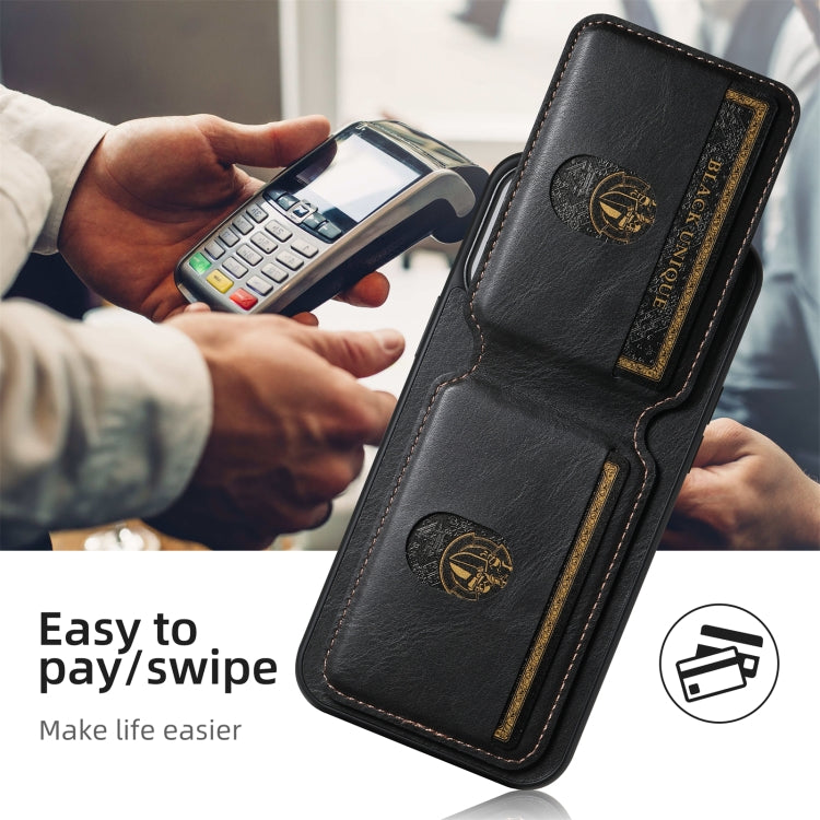 For iPhone 16 Suteni H03 Oil Wax Leather Wallet Stand Back Phone Case(Black) - iPhone 16 Cases by Suteni | Online Shopping South Africa | PMC Jewellery | Buy Now Pay Later Mobicred