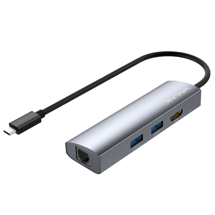 WAVLINK WL-UHP3408 USB HUB Adapter 4-in-1 Type-C to HD + 2xUSB3.0 + Gigabit RJ45 Docking Station - free shipping - PMC Jewellery - Order now!