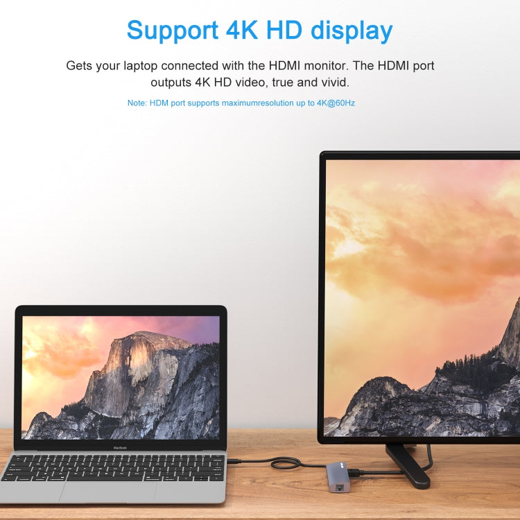 WAVLINK WL-UHP3408 USB HUB Adapter 4-in-1 Type-C to HD + 2xUSB3.0 + Gigabit RJ45 Docking Station - free shipping - PMC Jewellery - Order now!