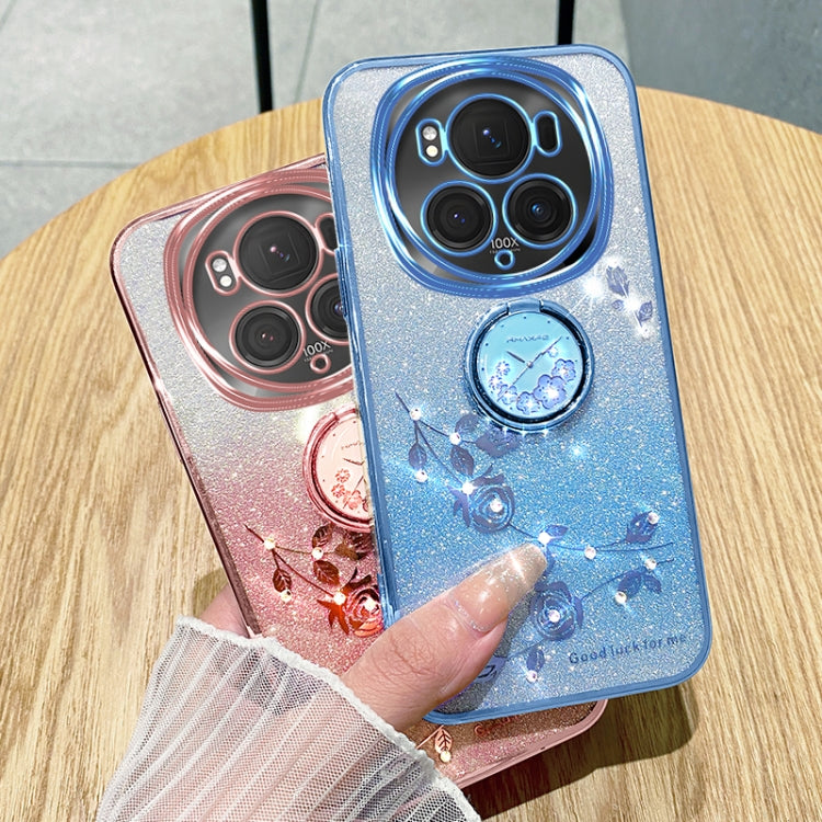 For Honor Magic6 Pro Gradient Glitter Immortal Flower Ring All-inclusive Phone Case(Blue) - free shipping - PMC Jewellery - Order now!