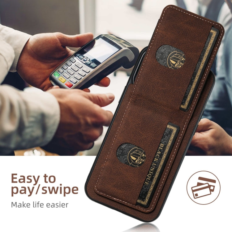 For iPhone 16 Pro Suteni H03 Litchi Leather Card Bag Stand Back Phone Case(Brown) - free shipping - PMC Jewellery - Order now!