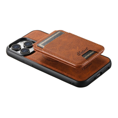 For iPhone 14 Pro Suteni H17 Litchi Texture Leather MagSafe Detachable Wallet Phone Case(Khaki) - iPhone 14 Pro Cases by Suteni | Online Shopping South Africa | PMC Jewellery | Buy Now Pay Later Mobicred