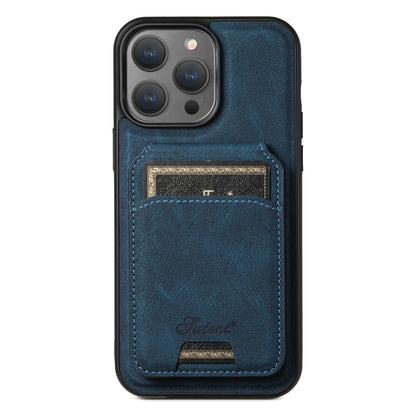 For iPhone 13 Pro Suteni H17 Litchi Texture Leather MagSafe Detachable Wallet Phone Case(Blue) - iPhone 13 Pro Cases by Suteni | Online Shopping South Africa | PMC Jewellery | Buy Now Pay Later Mobicred