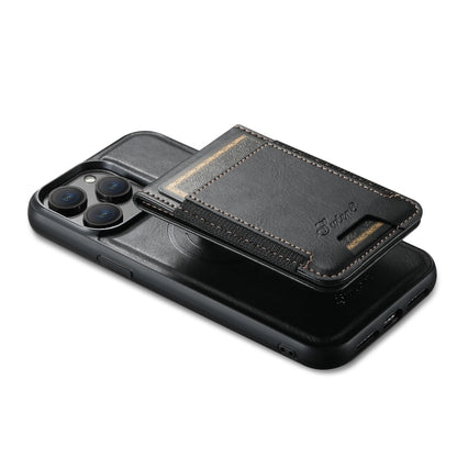 For iPhone 15 Pro Suteni H17 Oil Eax Leather MagSafe Detachable Wallet Phone Case(Black) - iPhone 15 Pro Cases by Suteni | Online Shopping South Africa | PMC Jewellery | Buy Now Pay Later Mobicred