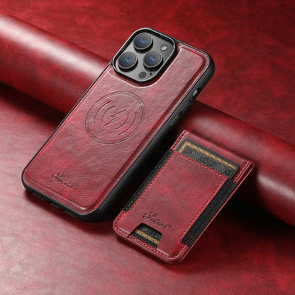 For iPhone 13 Pro Suteni H17 Oil Eax Leather MagSafe Detachable Wallet Phone Case(Red) - iPhone 13 Pro Cases by Suteni | Online Shopping South Africa | PMC Jewellery | Buy Now Pay Later Mobicred