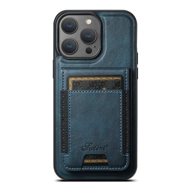 For iPhone 12 Pro Max Suteni H17 Oil Eax Leather MagSafe Detachable Wallet Phone Case(Blue) - iPhone 12 Pro Max Cases by Suteni | Online Shopping South Africa | PMC Jewellery | Buy Now Pay Later Mobicred