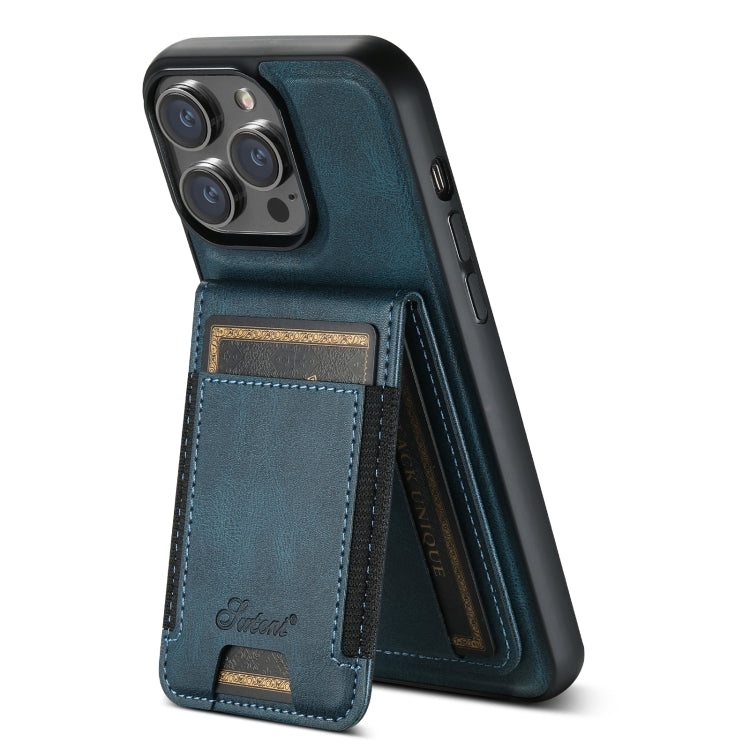 For iPhone 12 Pro Max Suteni H17 Oil Eax Leather MagSafe Detachable Wallet Phone Case(Blue) - iPhone 12 Pro Max Cases by Suteni | Online Shopping South Africa | PMC Jewellery | Buy Now Pay Later Mobicred