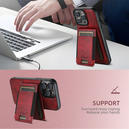 For iPhone 16 Suteni H17 Oil Eax Leather MagSafe Detachable Wallet Phone Case(Red) - iPhone 16 Cases by Suteni | Online Shopping South Africa | PMC Jewellery | Buy Now Pay Later Mobicred