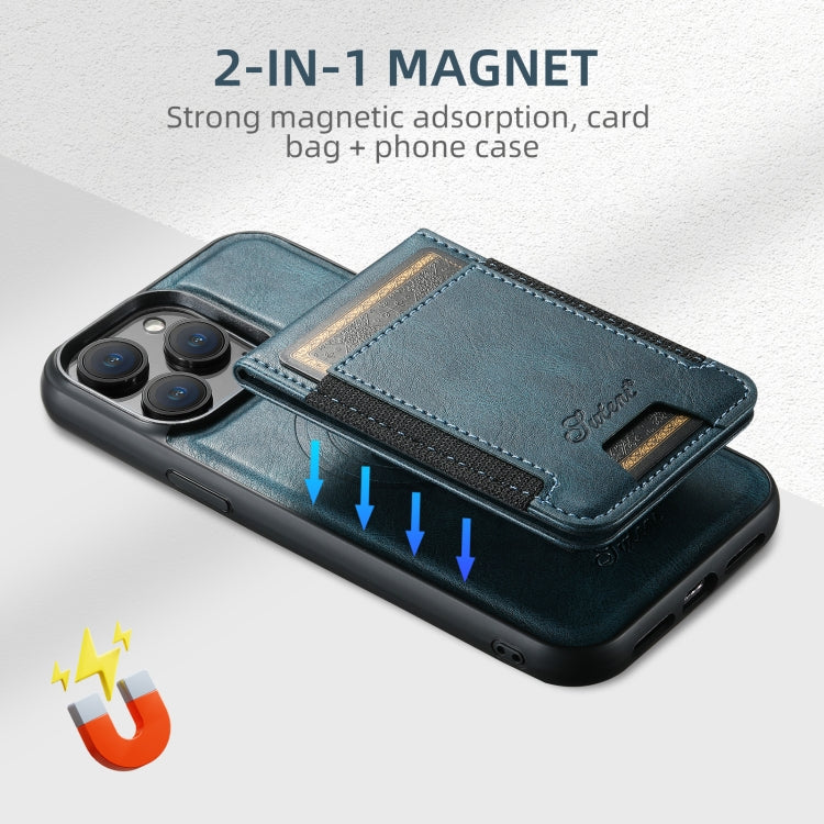 For iPhone 16 Suteni H17 Oil Eax Leather MagSafe Detachable Wallet Phone Case(Blue) - iPhone 16 Cases by Suteni | Online Shopping South Africa | PMC Jewellery | Buy Now Pay Later Mobicred