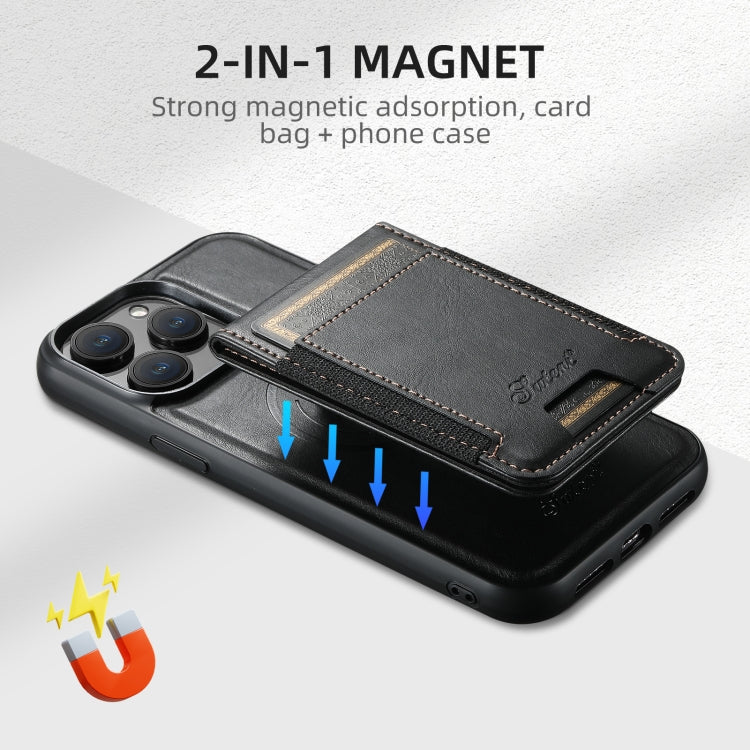 For iPhone 16 Pro Suteni H17 Oil Eax Leather MagSafe Detachable Wallet Phone Case(Black) - iPhone 16 Pro Cases by Suteni | Online Shopping South Africa | PMC Jewellery | Buy Now Pay Later Mobicred