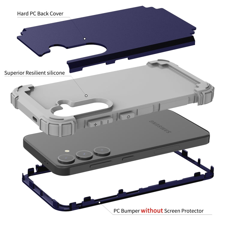 For Samsung Galaxy S24 5G 3 in 1 Silicone Hybrid PC Shockproof Phone Case(Blue) - free shipping - PMC TechLife - Order now!