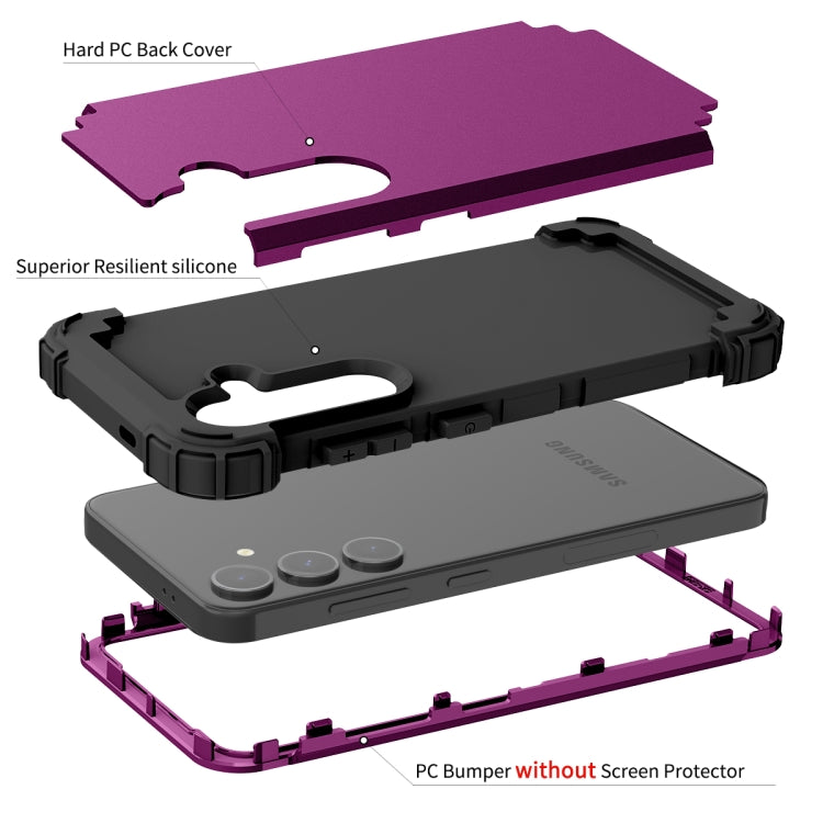 For Samsung Galaxy S24+ 5G 3 in 1 Silicone Hybrid PC Shockproof Phone Case(Dark Purple) - Galaxy S24+ 5G Cases by PMC Jewellery | Online Shopping South Africa | PMC Jewellery