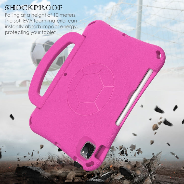 For iPad Air 11 2024 Handle Football Shaped EVA Shockproof Tablet Case(Rose Red) - iPad Air 11 2024 Cases by PMC Jewellery | Online Shopping South Africa | PMC Jewellery | Buy Now Pay Later Mobicred