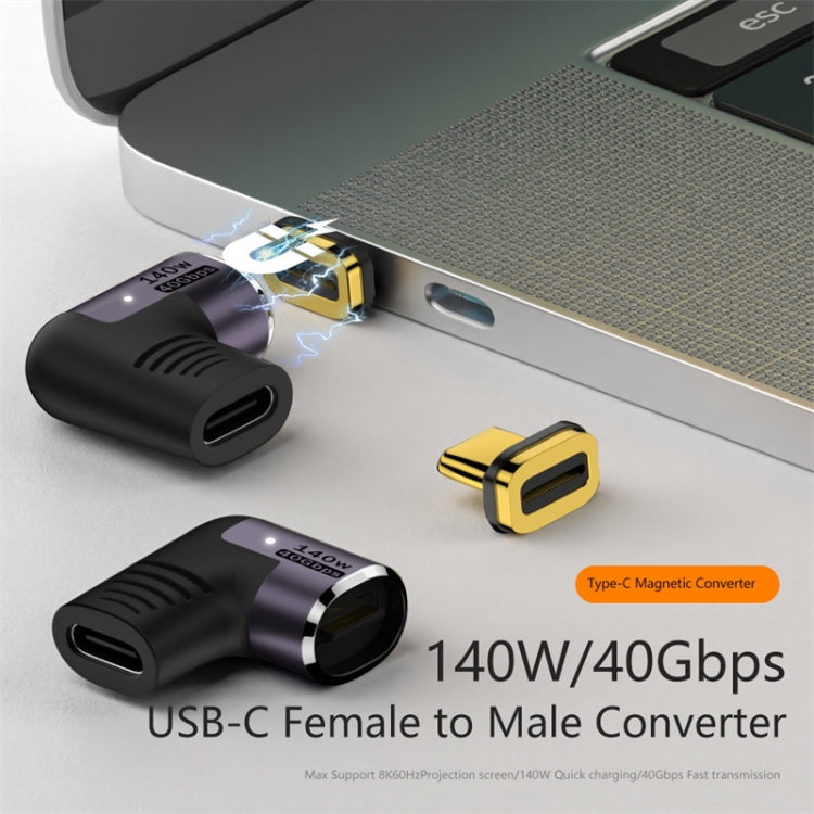 140W 5A USB 4.0 USB-C / Type-C to Type-C 40Gbps Data OTG Magnetic Adapter, Spec:L-shape Elbow - OTG Adapter by PMC Jewellery | Online Shopping South Africa | PMC Jewellery | Buy Now Pay Later Mobicred