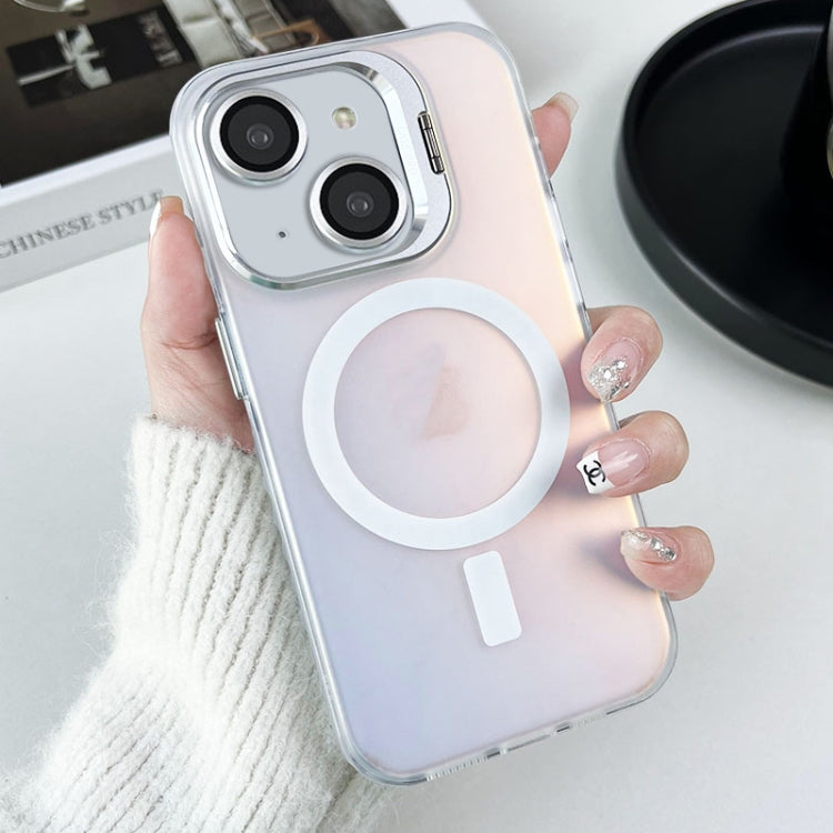 For iPhone 14 Plus MagSafe Lens Holder PC Hybrid TPU Phone Case(White) - iPhone 14 Plus Cases by PMC TechLife | Online Shopping South Africa | PMC TechLife