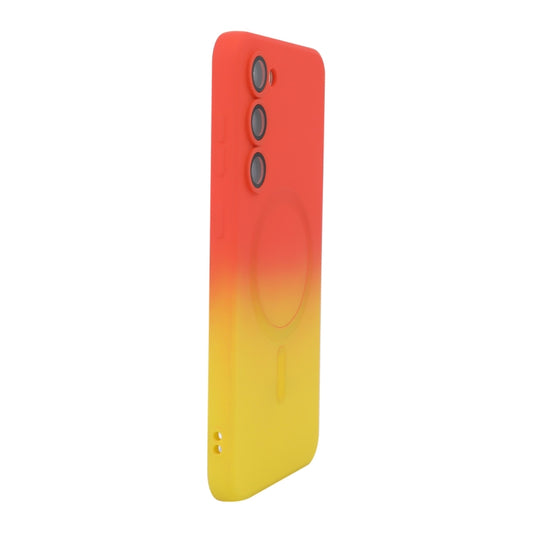 For Samsung Galaxy S24+ 5G ENKAY Hat-Prince MagSafe Rainbow Gradient Silicone Phone Case with Lens Film(Orange Yellow) - Galaxy S24+ 5G Cases by ENKAY | Online Shopping South Africa | PMC Jewellery