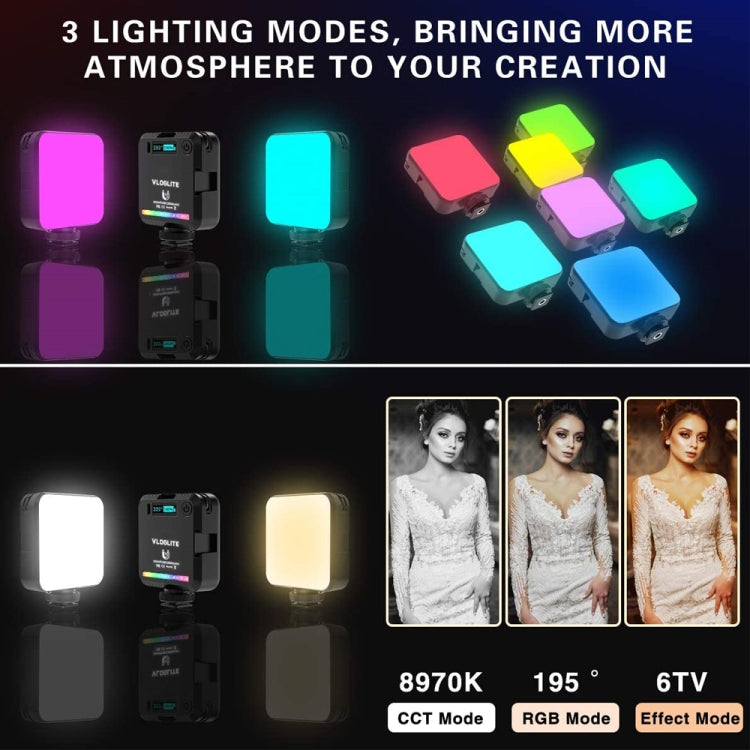 VLOGLITE W64RGB Dimmable RGB LED Pocket Fill Light 20 Modes Live Broadcast Video Light - free shipping - PMC TechLife - Order now!