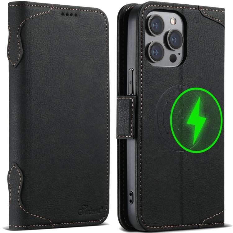 For iPhone 12 / 12 Pro SUTENI J07 Multifunctional Horizontal Flip Magsafe Leather Phone Case(Black) - iPhone 12 / 12 Pro Cases by Suteni | Online Shopping South Africa | PMC Jewellery | Buy Now Pay Later Mobicred