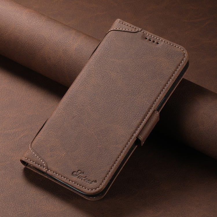 For iPhone 13 Pro SUTENI J07 Multifunctional Horizontal Flip Magsafe Leather Phone Case(Brown) - free shipping - PMC Jewellery - Order now!
