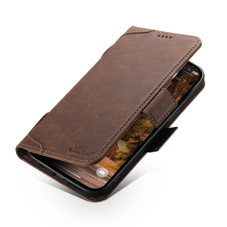 For iPhone 13 Pro SUTENI J07 Multifunctional Horizontal Flip Magsafe Leather Phone Case(Brown) - free shipping - PMC Jewellery - Order now!