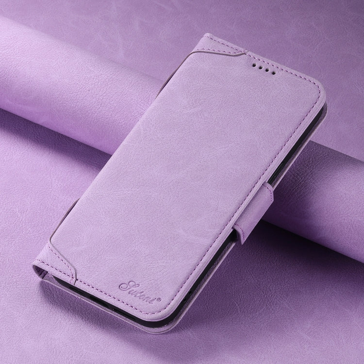 For iPhone 14 SUTENI J07 Multifunctional Horizontal Flip Magsafe Leather Phone Case(Purple) - iPhone 14 Cases by Suteni | Online Shopping South Africa | PMC Jewellery | Buy Now Pay Later Mobicred